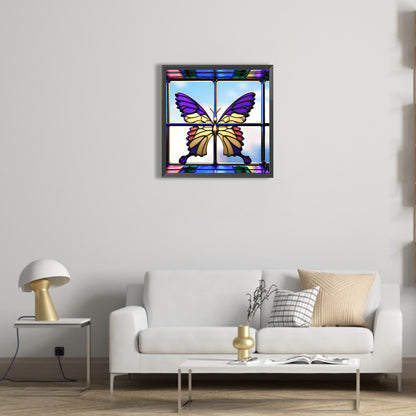 Stained Glass Art Butterfly - Full Round Drill Diamond Painting 40*40CM