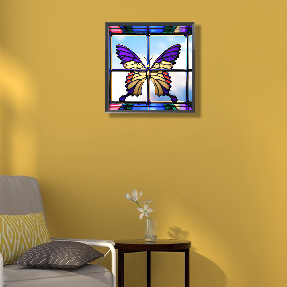 Stained Glass Art Butterfly - Full Round Drill Diamond Painting 40*40CM
