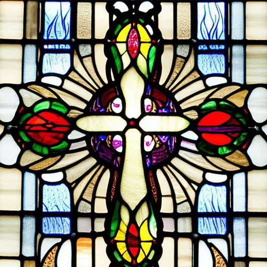 Stained Glass Art Cross - Full Round Drill Diamond Painting 40*40CM