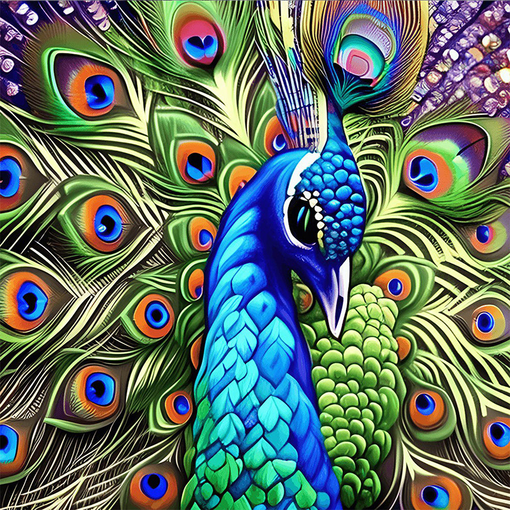 Peacock - Full Round Drill Diamond Painting 40*40CM