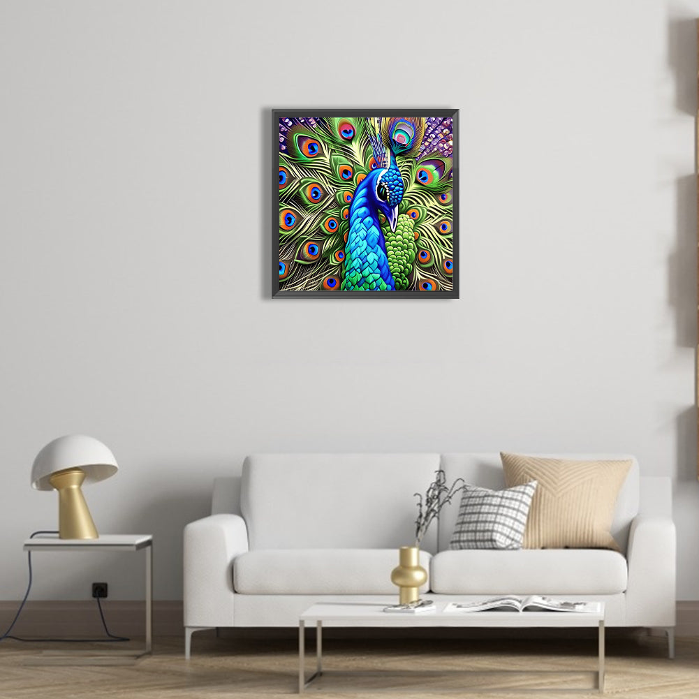 Peacock - Full Round Drill Diamond Painting 40*40CM
