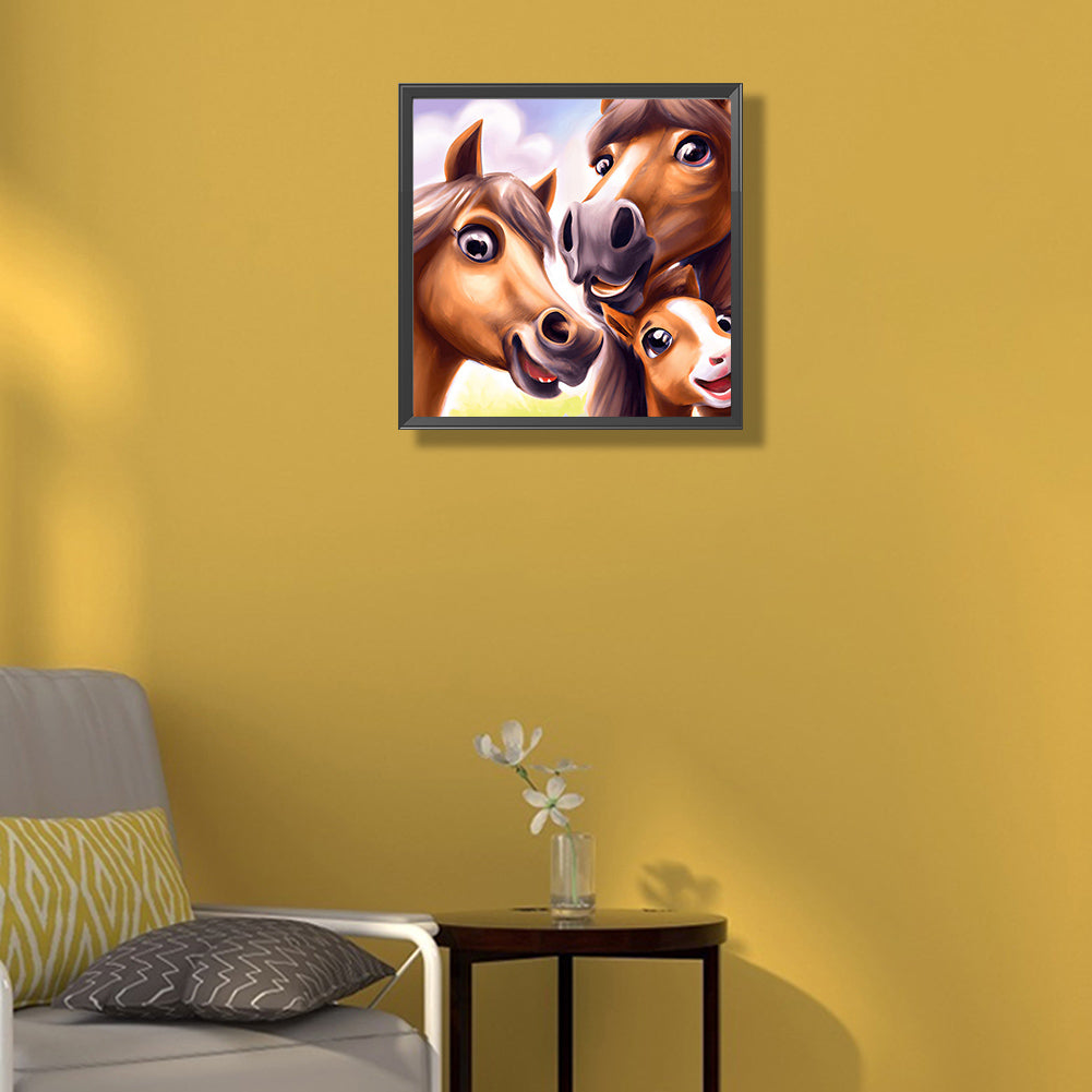 Pony Family - Full Round Drill Diamond Painting 40*40CM