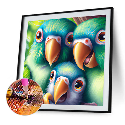Little Parrot Family - Full Round Drill Diamond Painting 40*40CM