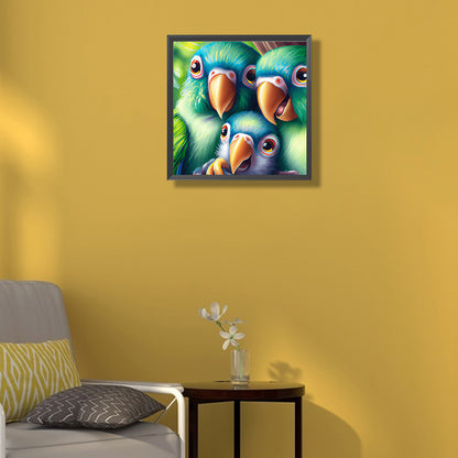 Little Parrot Family - Full Round Drill Diamond Painting 40*40CM
