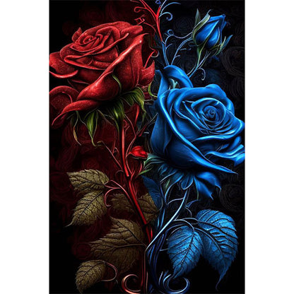 Red And Blue Roses - Full Round Drill Diamond Painting 40*60CM