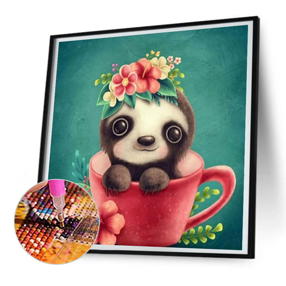 Sloth In Teacup - Full Round Drill Diamond Painting 30*30CM