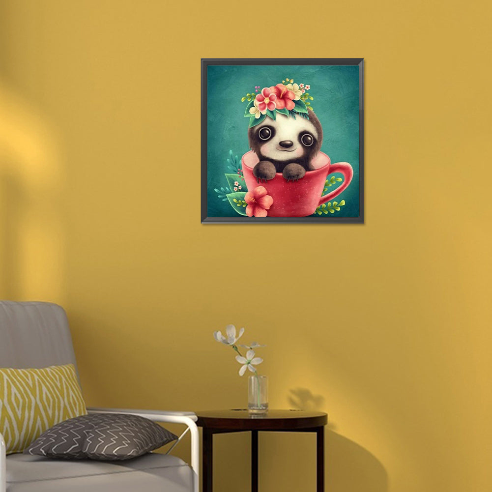 Sloth In Teacup - Full Round Drill Diamond Painting 30*30CM