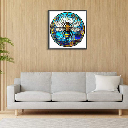 Round Plate Glass Bee - Full Round Drill Diamond Painting 30*30CM