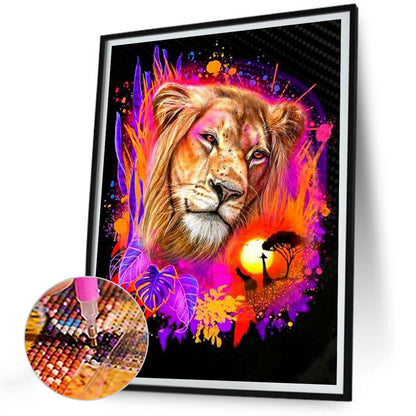 Colorful Lion - Full Round Drill Diamond Painting 30*40CM