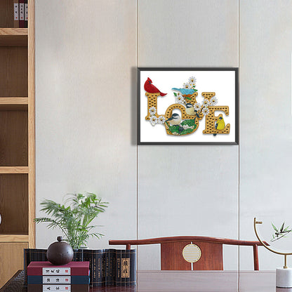 Love Cardinal Blue Jay - Special Shaped Drill Diamond Painting 40*30CM
