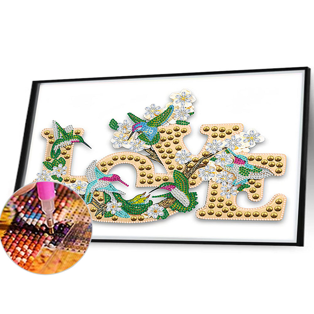 Love Hummingbird - Special Shaped Drill Diamond Painting 40*30CM