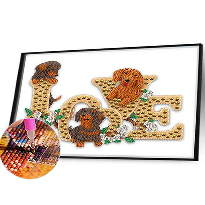 Love Puppy - Special Shaped Drill Diamond Painting 40*30CM