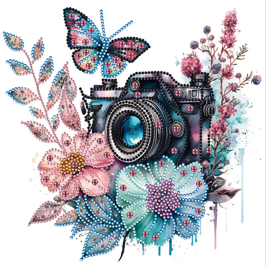 Camera And Butterfly - Special Shaped Drill Diamond Painting 30*30CM