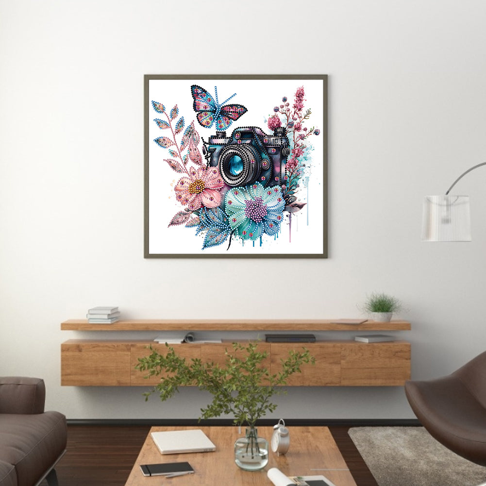 Camera And Butterfly - Special Shaped Drill Diamond Painting 30*30CM