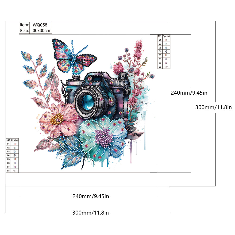 Camera And Butterfly - Special Shaped Drill Diamond Painting 30*30CM