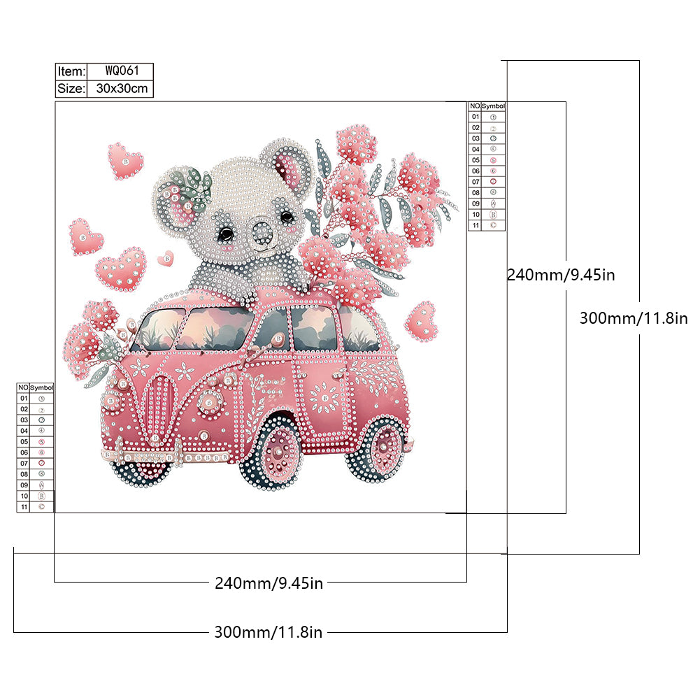 Koala And Flower - Special Shaped Drill Diamond Painting 30*30CM