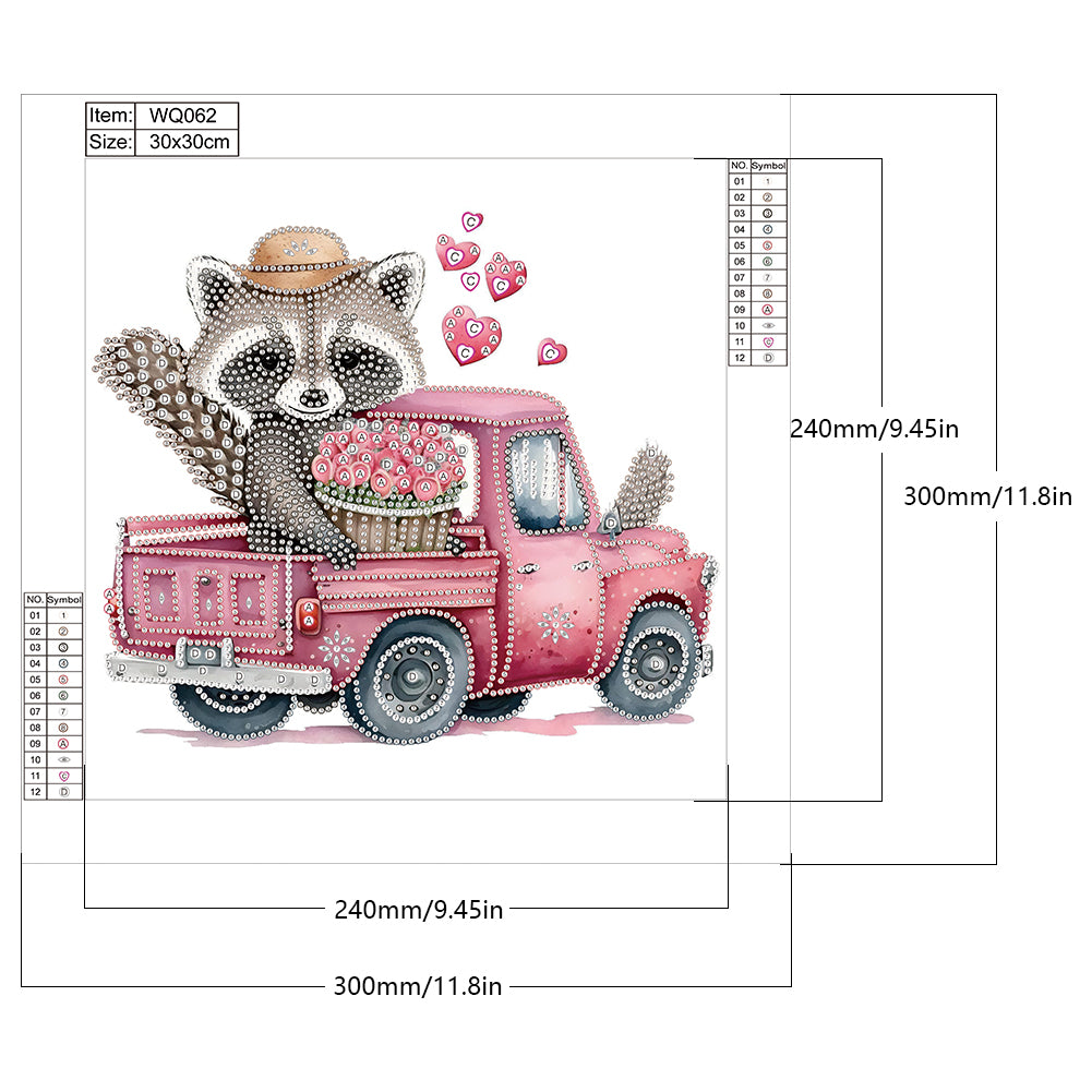 Raccoon And Flower - Special Shaped Drill Diamond Painting 30*30CM