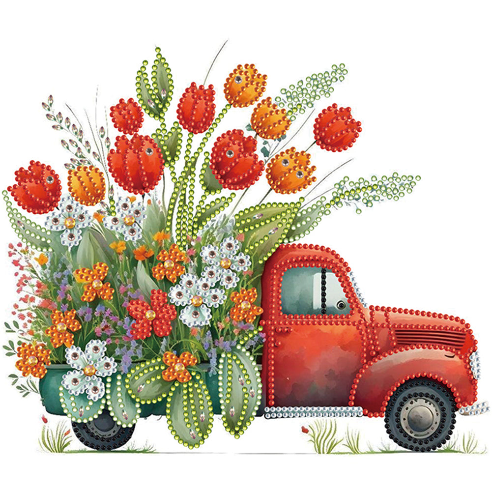 Flowers And Cars - Special Shaped Drill Diamond Painting 30*30CM