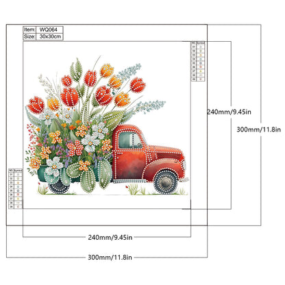 Flowers And Cars - Special Shaped Drill Diamond Painting 30*30CM