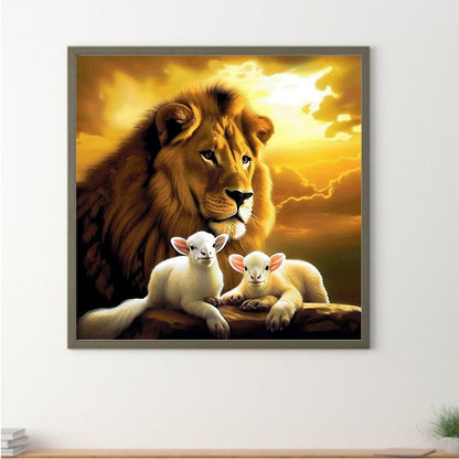 Lion Lamb - Full Round Drill Diamond Painting 30*30CM