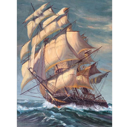 Sailing Boat - Full Round Drill Diamond Painting 30*40CM