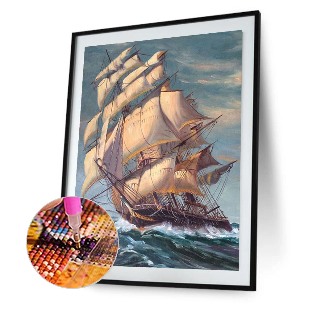 Sailing Boat - Full Round Drill Diamond Painting 30*40CM