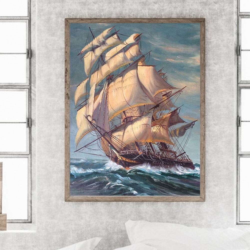 Sailing Boat - Full Round Drill Diamond Painting 30*40CM