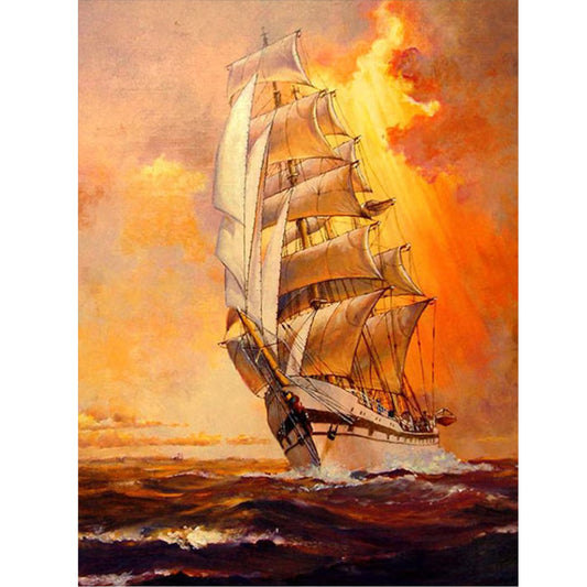 Sailing Boat - Full Round Drill Diamond Painting 30*40CM