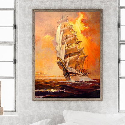 Sailing Boat - Full Round Drill Diamond Painting 30*40CM