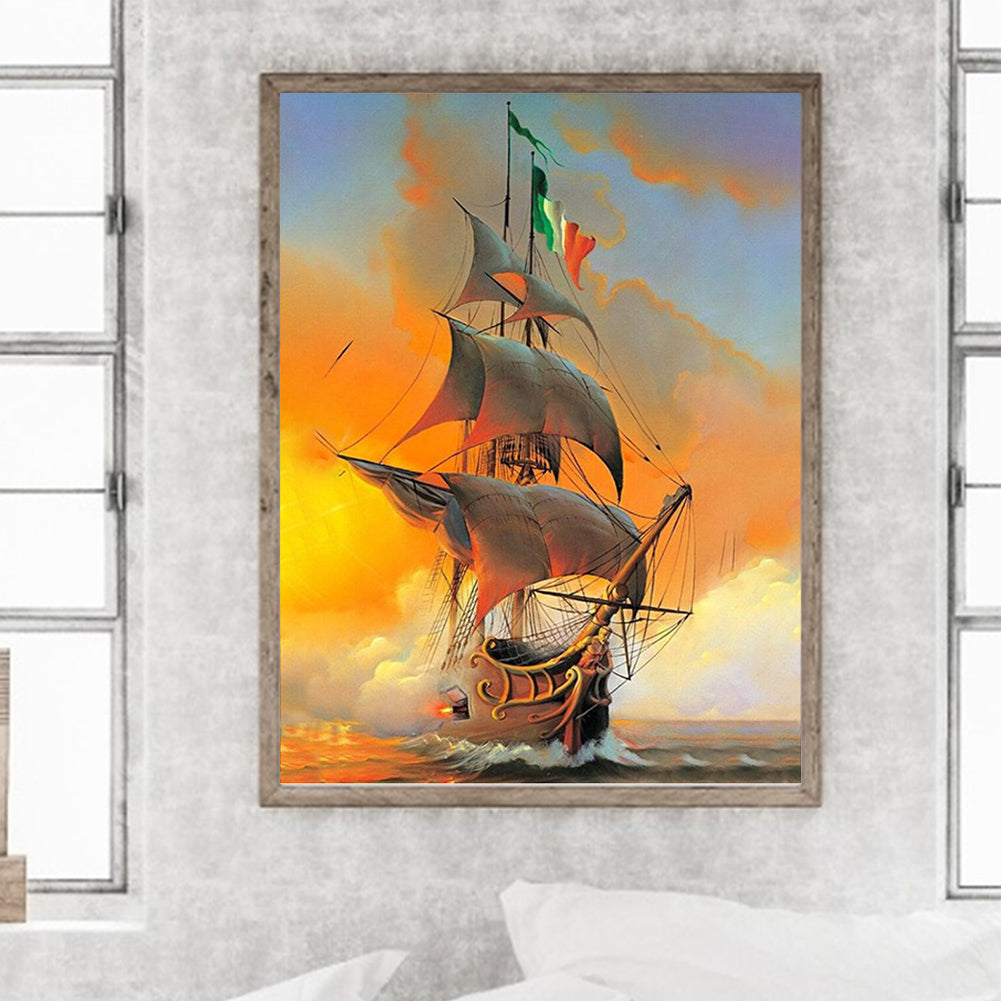 Sailing Boat - Full Round Drill Diamond Painting 30*40CM