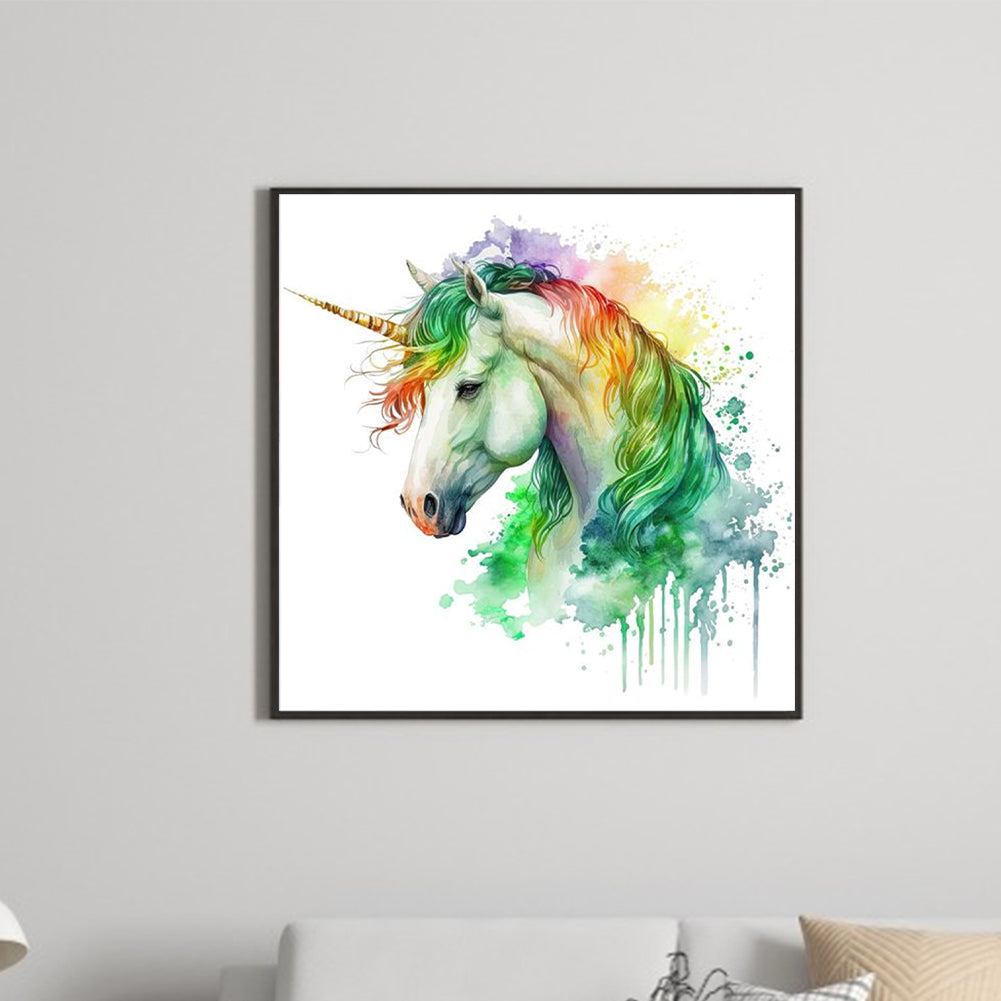 Watercolor Unicorn - Full Round Drill Diamond Painting 30*30CM