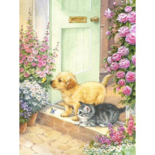 Puppy And Cat - Full Round Drill Diamond Painting 30*40CM