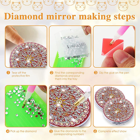 DIY Crystal Diamond Mirror Art Craft Set Datura Diamond Art Mosaic Makeup Mirror