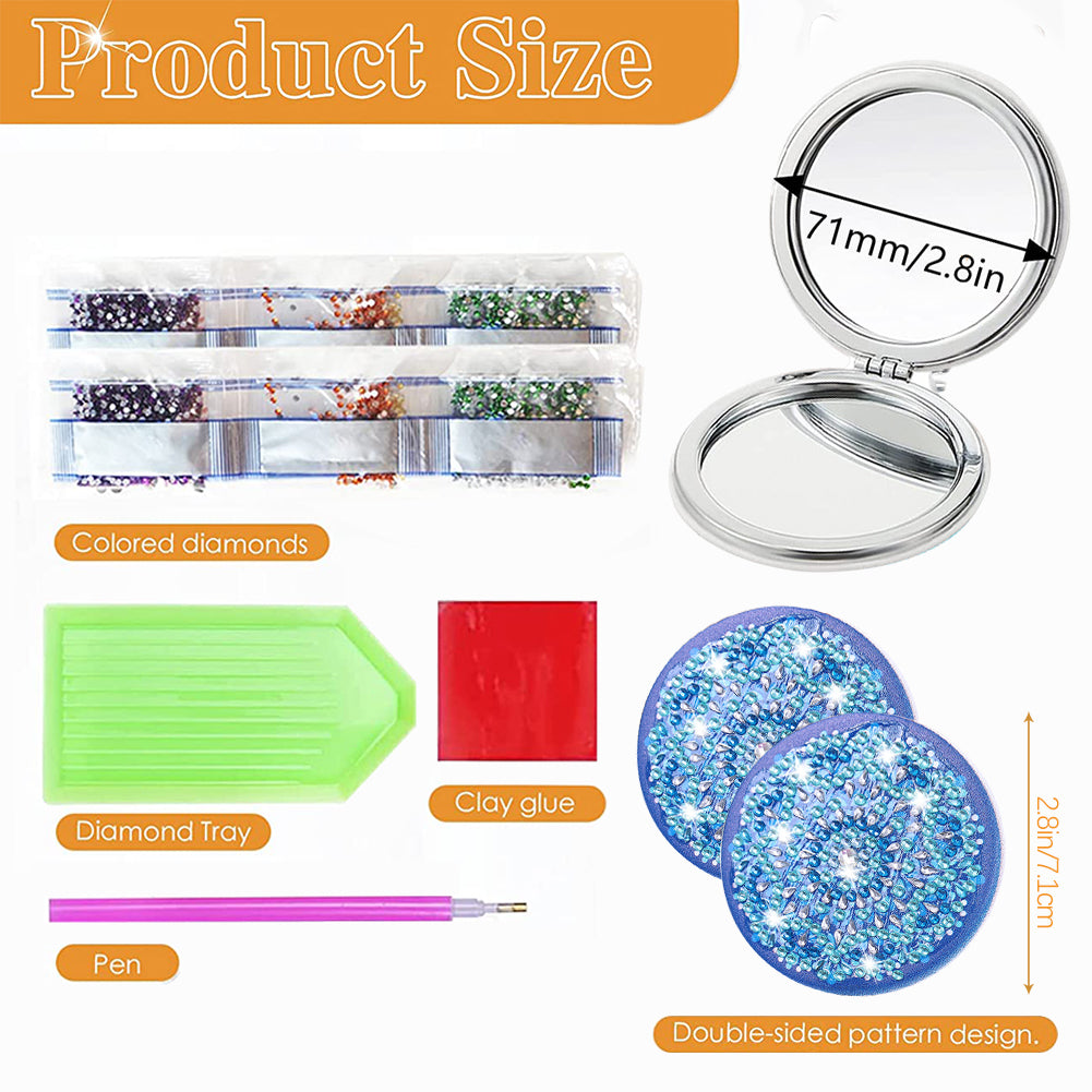 DIY Crystal Diamond Mirror Art Craft Set Datura Diamond Art Mosaic Makeup Mirror