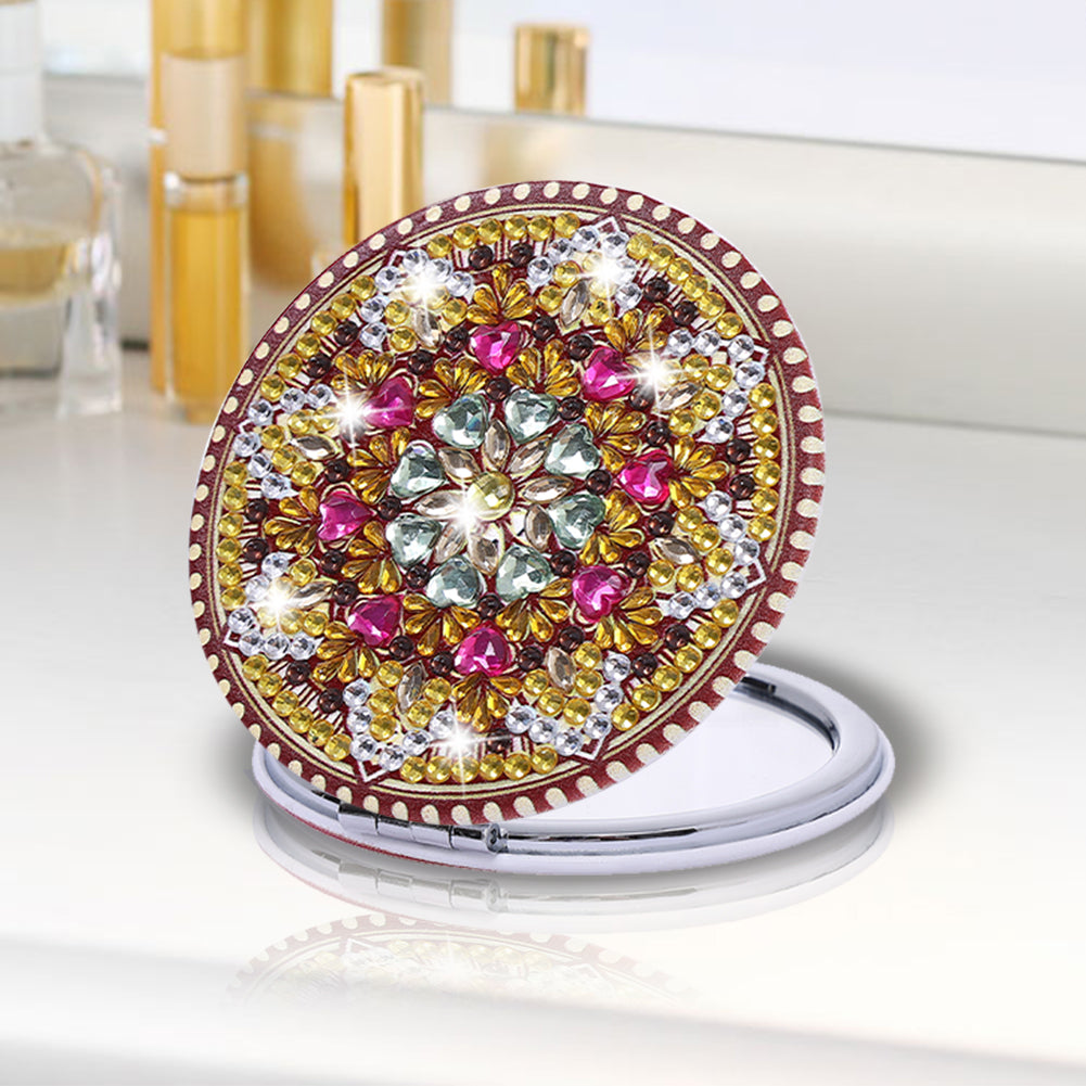 DIY Crystal Diamond Mirror Art Craft Set Datura Diamond Art Mosaic Makeup Mirror