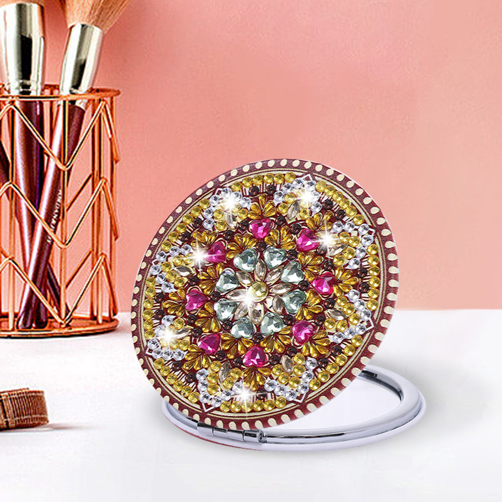 DIY Crystal Diamond Mirror Art Craft Set Datura Diamond Art Mosaic Makeup Mirror