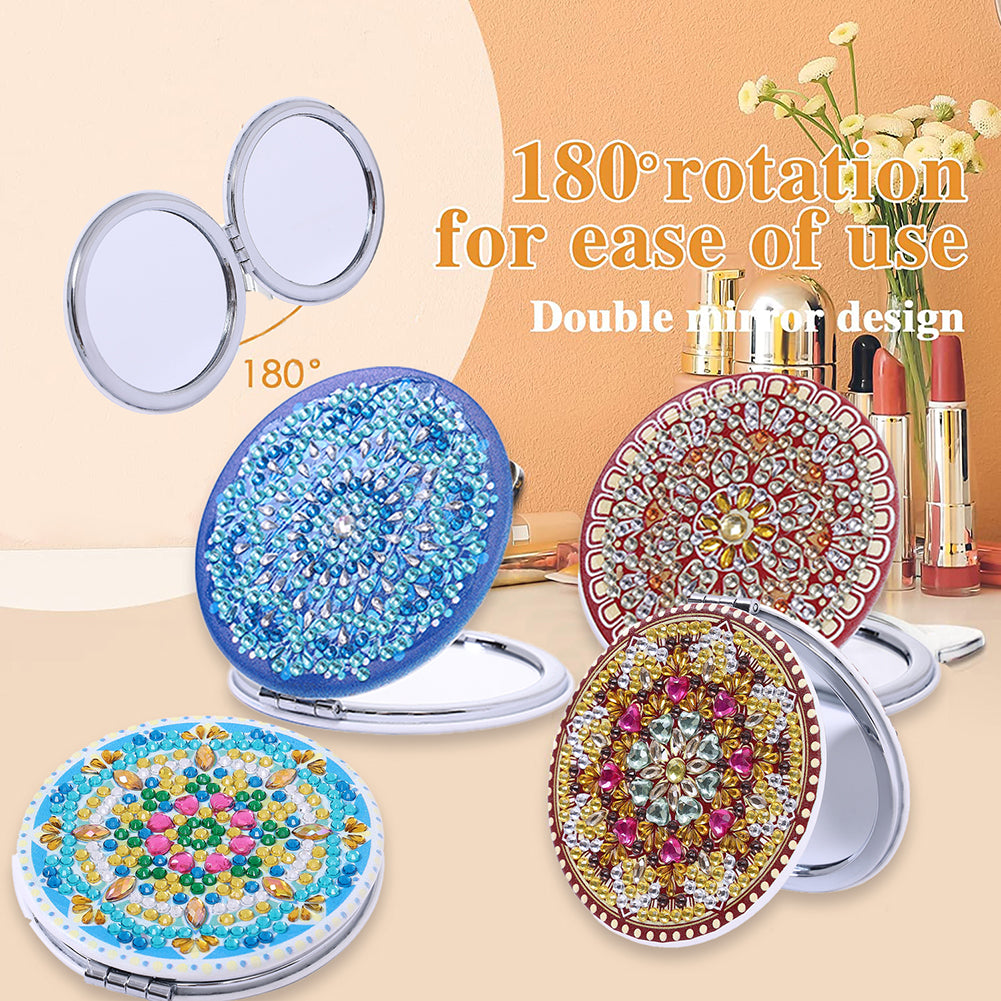DIY Crystal Diamond Mirror Art Craft Set Datura Diamond Art Mosaic Makeup Mirror