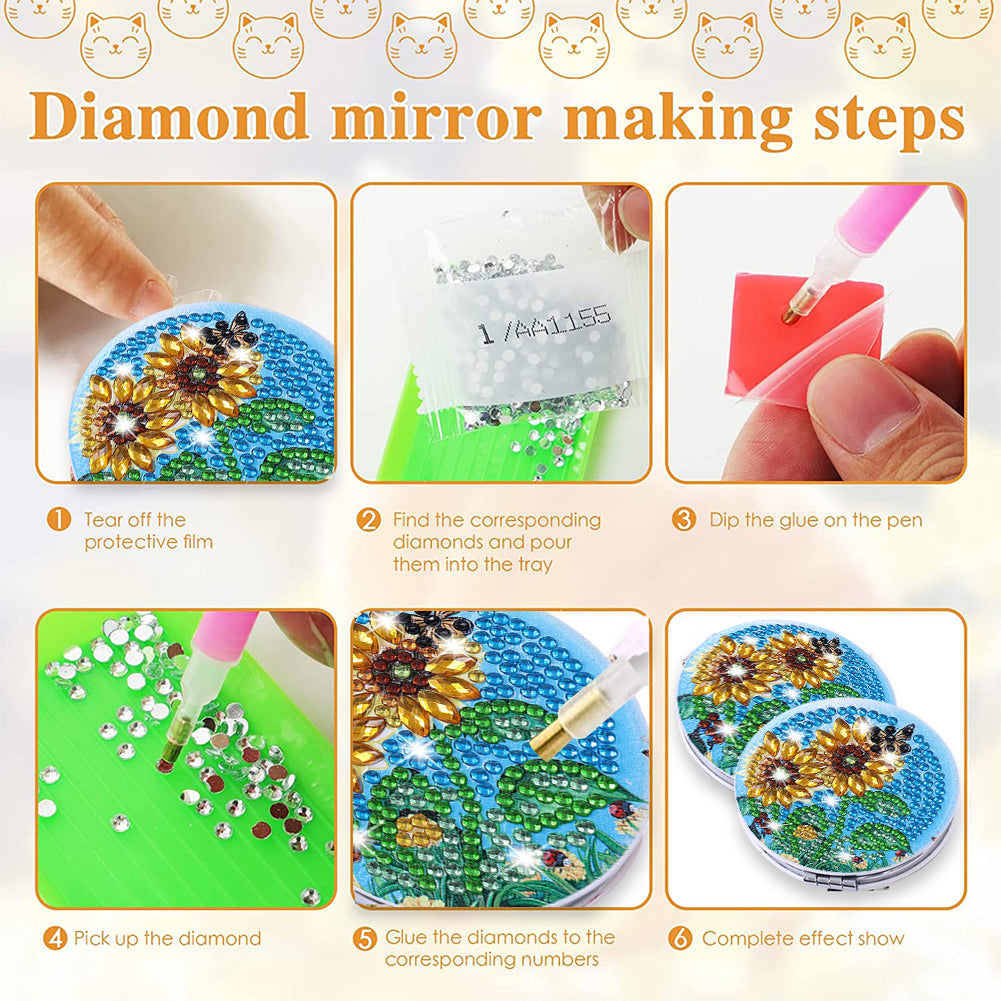 DIY Crystal Diamond Mirror Art Craft Set Sunflower Paint by Number Kits for Girl
