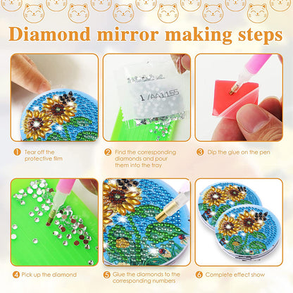 DIY Crystal Diamond Mirror Art Craft Set Sunflower Paint by Number Kits for Girl