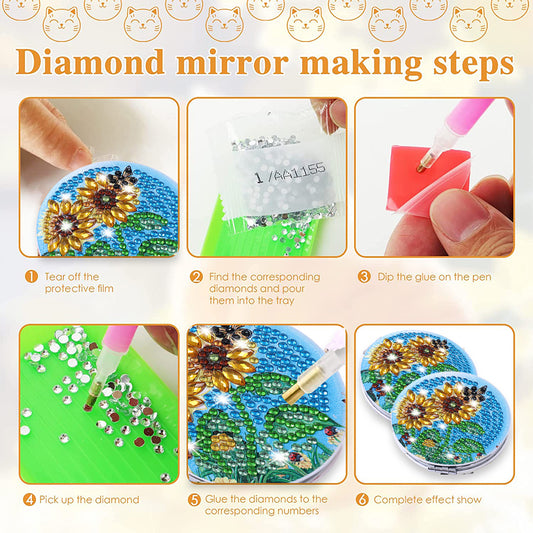 DIY Crystal Diamond Mirror Art Craft Set Sunflower Paint by Number Kits for Girl