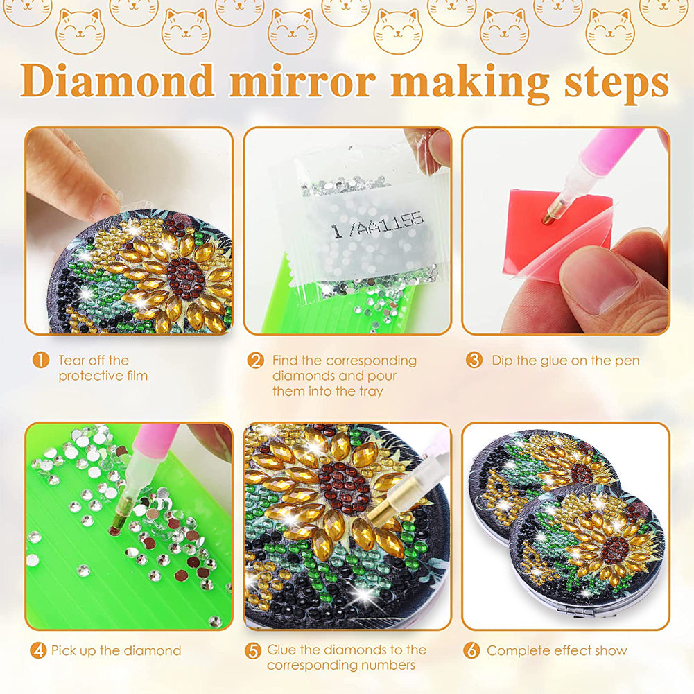 DIY Crystal Diamond Mirror Art Craft Set Sunflower Paint by Number Kits for Girl