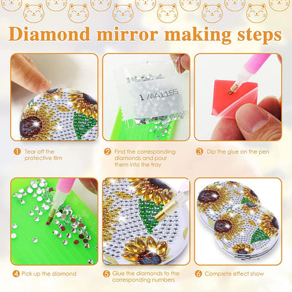 DIY Crystal Diamond Mirror Art Craft Set Sunflower Paint by Number Kits for Girl