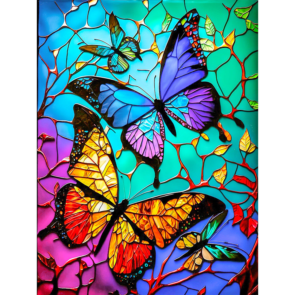 Butterfly Glass Painting - Full Round Drill Diamond Painting 30*40CM