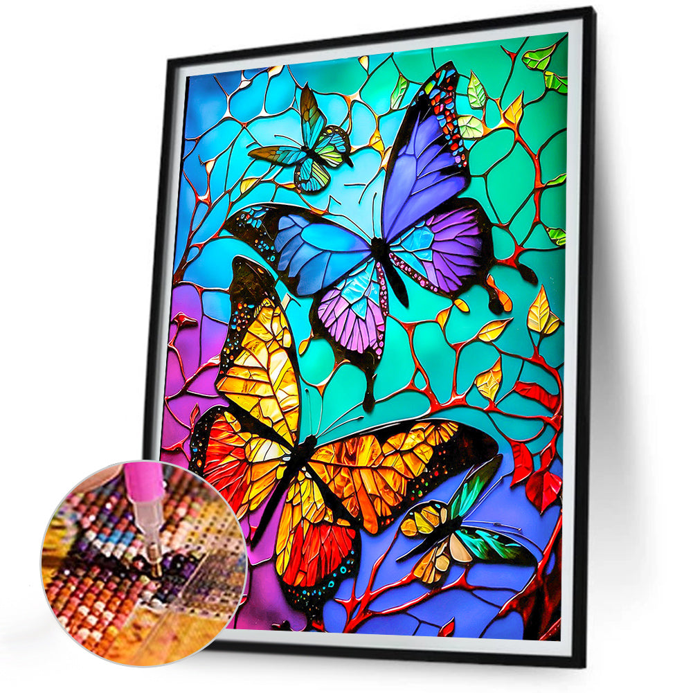 Butterfly Glass Painting - Full Round Drill Diamond Painting 30*40CM