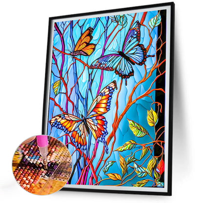 Butterfly Glass Painting - Full Round Drill Diamond Painting 30*40CM