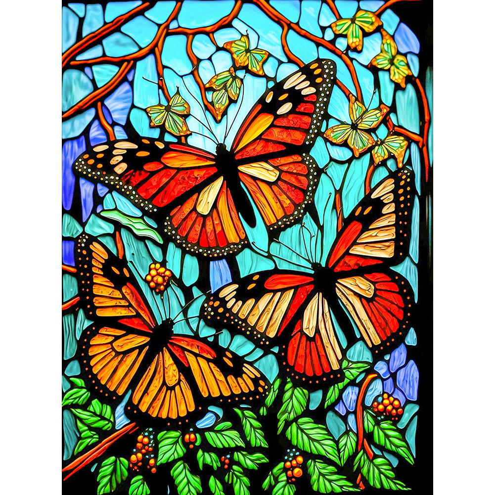 Butterfly Glass Painting - Full Round Drill Diamond Painting 30*40CM