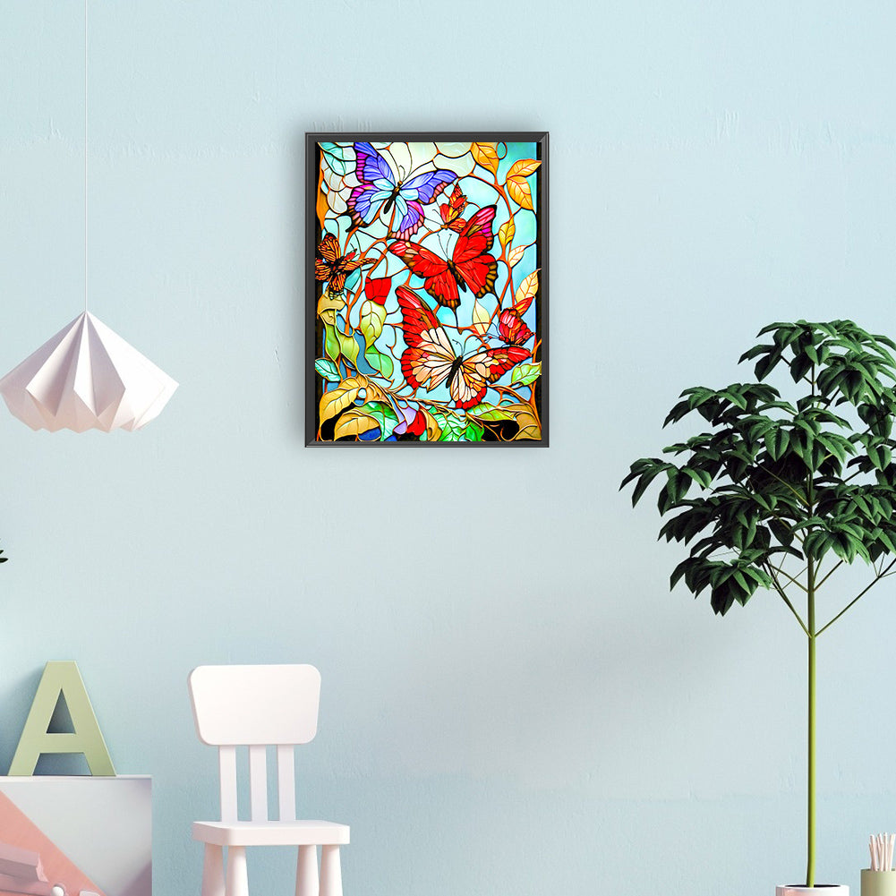 Butterfly Glass Painting - Full Round Drill Diamond Painting 30*40CM