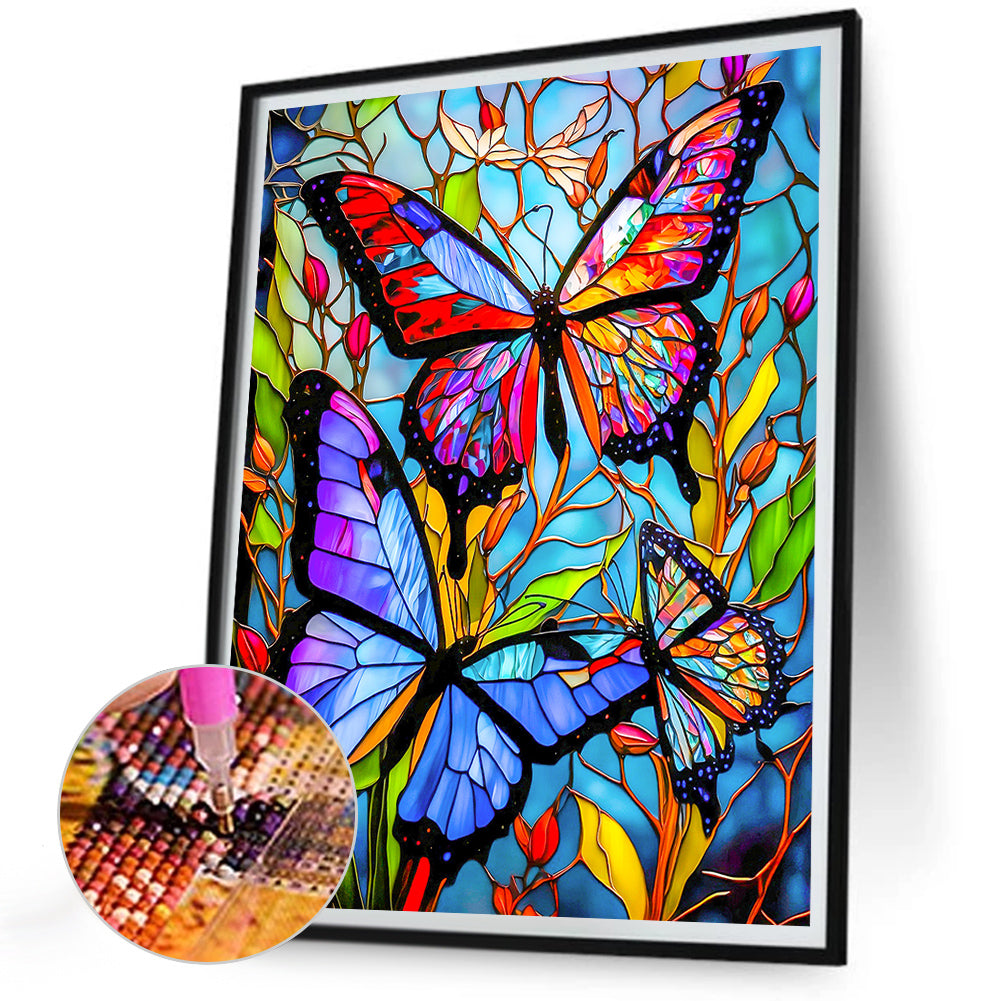 Butterfly Glass Painting - Full Round Drill Diamond Painting 30*40CM