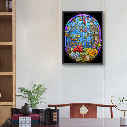 Flower And Bird Glass Painting - Full Round Drill Diamond Painting 30*40CM