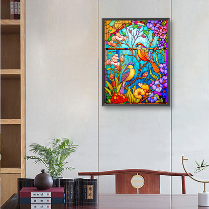 Flower And Bird Glass Painting - Full Round Drill Diamond Painting 30*40CM